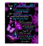 To My Granddaughter I Love You Be Brave Bold Beautiful Butterfly Mandala Gift From Grandma Fleece Sherpa Mink Blanket