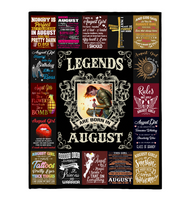 Legends Are Born In August Warrior Girl Birthday Gift Black Fleece Blanket A