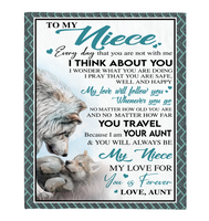 To My Niece Aunt Love You Forever Wolf White Fleece Sherpa Mink Blanket