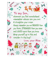 To My Son Straighten Crown Braver Stronger Wrap yourself Up Big Hug Christmas Xmas Gift From Mom Fleece Sherpa Mink Blanket