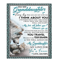 To My Granddaughter Grandpa Love You Forever Wolf White Fleece Sherpa Mink Blanket