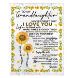 To My Granddaughter Sunflower You Are My Sunshine I Love You Blankets Gift From Grandpa White Plush Fleece Blanket A