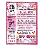 To My Daughter I Love You Wrap Yourself Up Consider It Big Hug Butterfly Roses Gift From Mom Fleece Sherpa Mink Blanket