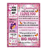 To My Granddaughter I Love You Wrap Yourself Up Consider It Big Hug Butterfly Roses Gift From Grandpa Fleece Sherpa Mink Blanket