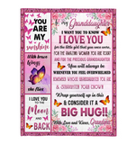 To My Granddaughter I Love You Wrap Yourself Up Consider It Big Hug Butterfly Roses Gift From Grandma Fleece Sherpa Mink Blanket