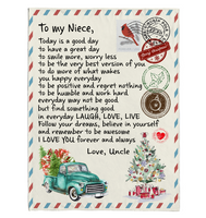 To My Niece Good Great Day Laugh Love Live Smile More Worry Less I Love You Gift From Uncle Letter Envelope Christmas Xmas Fleece Sherpa Mink Blanket