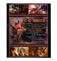 To My Grandson Never Forget I Love You Believe Yourself Old Dragon Grandma Gift Fleece Sherpa Mink Blanket