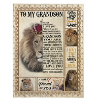 To My Grandson Love You Straighten Your Crown Brave Courage Love Live Gift From Grandpa Lion Fleece Sherpa Mink Blanket