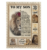 To My Son Love You Straighten Your Crown Brave Courage Love Live Gift From Mom Lion Fleece Sherpa Mink Blanket