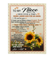 To My Niece Angel Braver Stronger Smarter I Love You Sunflower Gift From Aunt Fleece Sherpa Mink Blanket