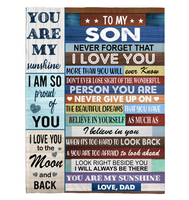 To My Son Never Forget That I Love You Never Give Up Believe In Yourself Gift From Dad Fleece Sherpa Mink Blanket