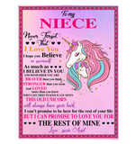 To My Niece Never Forget That I Love Believe In You Braver Stronger Gift From Aunt Unicorn Fleece Sherpa Mink Blanket