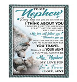 To My Nephew Aunt Love You Forever Wolf White Fleece Sherpa Mink Blanket