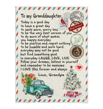 To My Granddaughter Good Great Day Laugh Love Live Smile More Worry Less I Love You Gift From Grandpa Letter Envelope Christmas Xmas Fleece Sherpa Mink Blanket