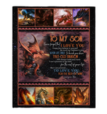 To My Son Never Forget I Love You Believe Yourself Old Dragon Mom Gift Fleece Sherpa Mink Blanket