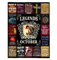 Legends Are Born In October Warrior Girl Birthday Gift Black Fleece Blanket A