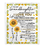 To My Granddaughter Sunflower You Are My Sunshine I Love You Blankets Gift From Grandpa White Plush Fleece Blanket A