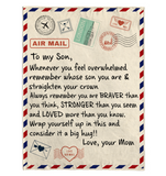 To My Son You Braver Stronger Loved Than Think Seem Know Big Hug Love Gift From Mom Letter Envelope Fleece Sherpa Mink Blanket