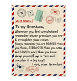 To My Grandson You Braver Stronger Loved Than Think Seem Know Big Hug Love Gift From Grandma Letter Envelope Fleece Sherpa Mink Blanket