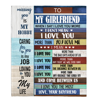 To My Girlfriend I Love You More Than Bad Days Ahead Us Obstacle The Most My Life Gift From Boyfriend Fleece Sherpa Mink Blanket