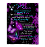 To My Niece I Love You Be Brave Bold Beautiful Butterfly Mandala Gift From Aunt Fleece Sherpa Mink Blanket