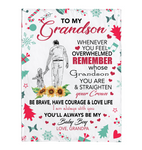 To My Grandson Overwhelmed Straighten Crown Brave Courage Love Life Gift From Grandpa Christmas Xmas Fleece Sherpa Mink Blanket