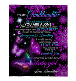 To My Granddaughter Never Feel Alone I Love Support You Butterfly Mandala Gift From Grandma Fleece Sherpa Mink Blanket