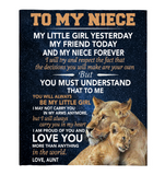 To My Niece Little Girl Friend Proud Of You Love Gift From Aunt Lion Fleece Sherpa Mink Blanket