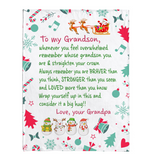 To My Grandson Straighten Crown Braver Stronger Wrap yourself Up Big Hug Christmas Xmas Gift From Grandpa Fleece Sherpa Mink Blanket