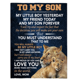 To My Son Little Boy Friend Proud Of You Love Gift From Mom Lion Fleece Sherpa Mink Blanket