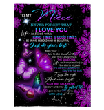 To My Niece I Love You Be Brave Bold Beautiful Butterfly Mandala Gift From Aunt Fleece Sherpa Mink Blanket