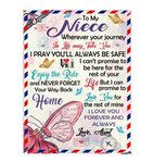 To My Niece Your Journey In Life Take You I Pray You Safe Love You Forever Butterfly Letter Gift From Aunt Fleece Sherpa Mink Blanket