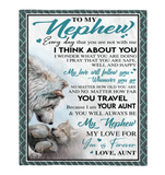 To My Nephew Aunt Love You Forever Wolf White Fleece Sherpa Mink Blanket