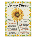 To My Niece You Are My Sunshine I Love You Believe In Yourself Sunflower Gift From Aunt Fleece Sherpa Mink Blanket