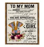 Veteran To My Mom I Know It s Not Easy For A Woman To Raise A Child Daughter Gift For Mom Mothers Day Gifts White Fleece Blanket A
