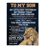 To My Son Little Boy Friend Proud Of You Love Gift From Mom Lion Fleece Sherpa Mink Blanket