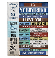 To My Boyfriend I Love You More Than Bad Days Ahead Us Obstacle The Most My Life Gift From Girlfriend Fleece Sherpa Mink Blanket