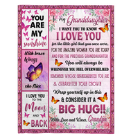 To My Granddaughter I Love You Wrap Yourself Up Consider It Big Hug Butterfly Roses Gift From Grandpa Fleece Sherpa Mink Blanket