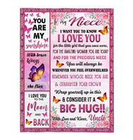 To My Niece I Love You Wrap Yourself Up Consider It Big Hug Butterfly Roses Gift From Uncle Fleece Sherpa Mink Blanket