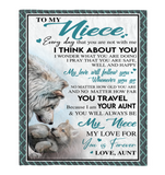 To My Niece Aunt Love You Forever Wolf White Fleece Sherpa Mink Blanket