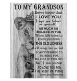 To My Grandson Never Forger I Love You For Rest Of Mine Believe Grandma Gift Lion Fleece Sherpa Mink Blanket