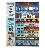 To My Boyfriend I Love You More Than Bad Days Ahead Us Obstacle The Most My Life Gift From Girlfriend Fleece Sherpa Mink Blanket