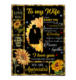 To My Wife I Love You Can t Live Without You Love Made Us Forever Together Sunflower Funny Gift From Husband Black Fleece Blanket a