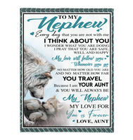 To My Nephew Aunt Love You Forever Wolf White Fleece Sherpa Mink Blanket