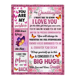 To My Granddaughter I Love You Wrap Yourself Up Consider It Big Hug Butterfly Roses Gift From Grandpa Fleece Sherpa Mink Blanket