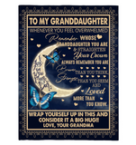 To My Granddaughter Straighten Crown Braver Stronger Loved Wrap Yourself Up Big Hug Butterfly I Love You Gift From Grandma Fleece Sherpa Mink Blanket