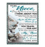 To My Niece Aunt Love You Forever Wolf White Fleece Sherpa Mink Blanket