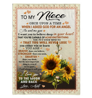 To My Niece Angel Braver Stronger Smarter I Love You Sunflower Gift From Aunt Fleece Sherpa Mink Blanket