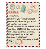 To Our Son You Braver Stronger Loved Than You Think Seem Know Big Hug Love Gift From Mom Dad Letter Envelope Fleece Sherpa Mink Blanket