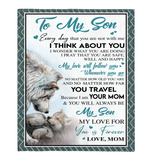 To My Son Mom Love You Forever Wolf White Fleece Blanket